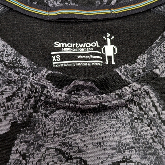 Smartwool Merino Sport 250 Baselayer Women's XS Black Charcoal Grey Pattern EUC - Picture 2 of 5